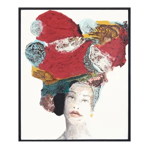 Framed Colorful Red Figurative Textural Painting "Desires" Original Artwork by Alessandro Casetti