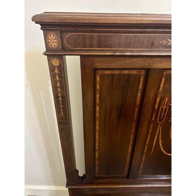 Extra Long, Victorian/Napoleon III Era Twin Bed, Headboard, Footboard, Side Rails, Steel Mattress Support/Bunkie-Bed, Marquetry Inlay, Walnut, C1870’s For Sale - Image 9 of 12