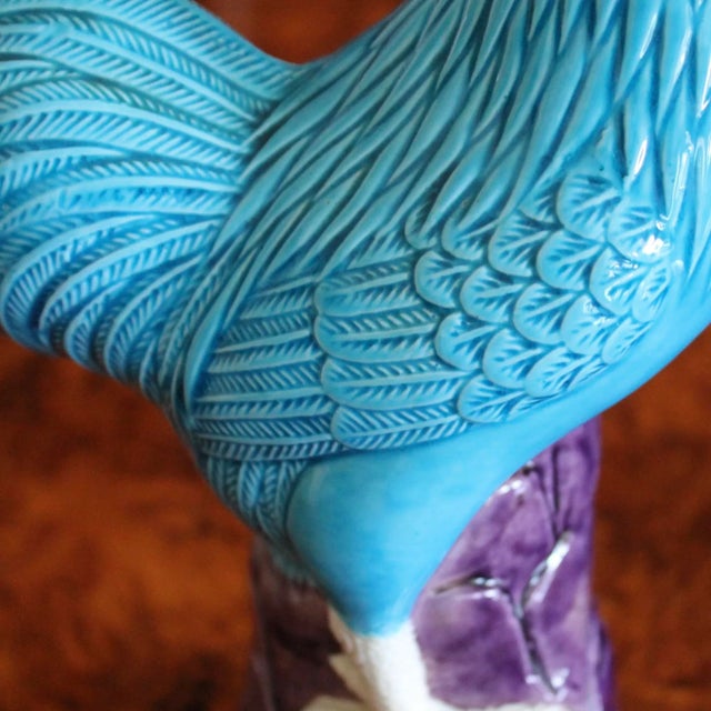 Pair of Turquoise Chinese Export Porcelain Chickens For Sale - Image 6 of 12