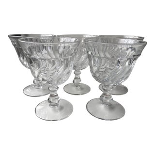 Midcentury Clear Swirl Wine Glasses- Set of 5 For Sale