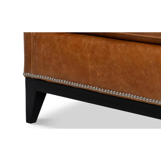 Brown Contemporary Brown Leather Accent Chair For Sale - Image 8 of 10