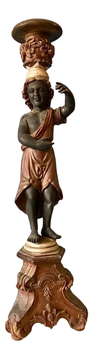 19th Century Carved Italian Figural Pedestal