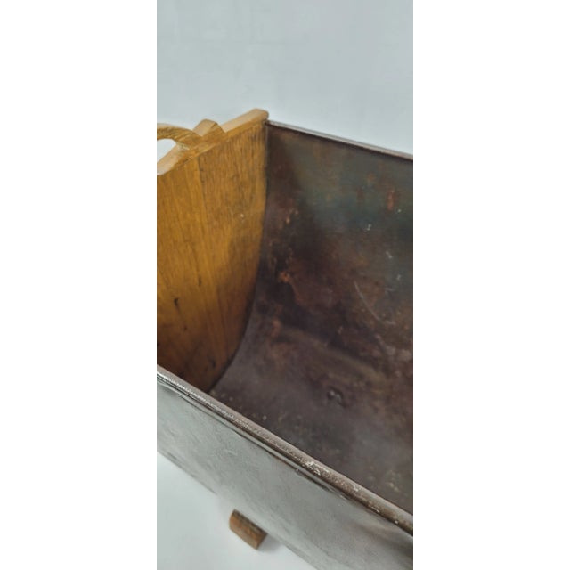 Art Deco Vintage Art Deco Wood and Metal Magazine Rack For Sale - Image 3 of 9