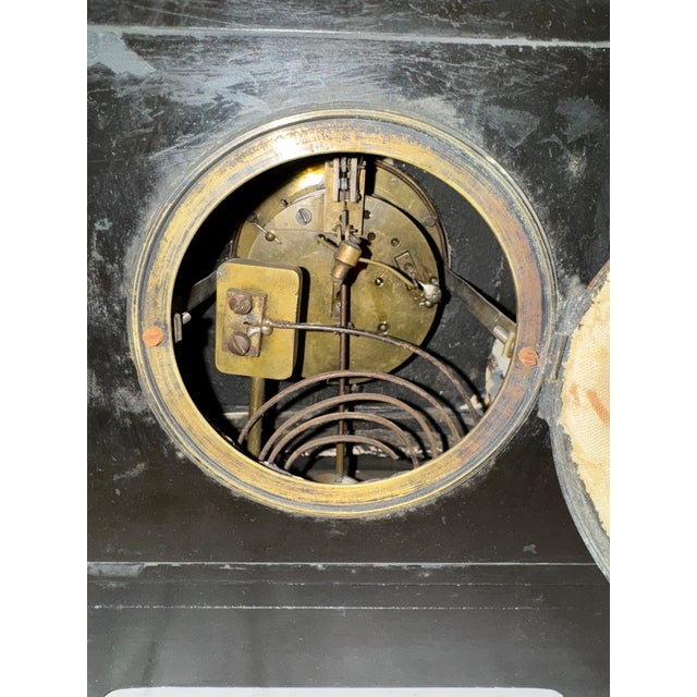 19th Century 19th Century French Slate Stone & Red Marble Mantel Clock For Sale - Image 5 of 11