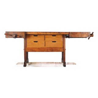 Vintage Industrial Woodworkers Workbench For Sale