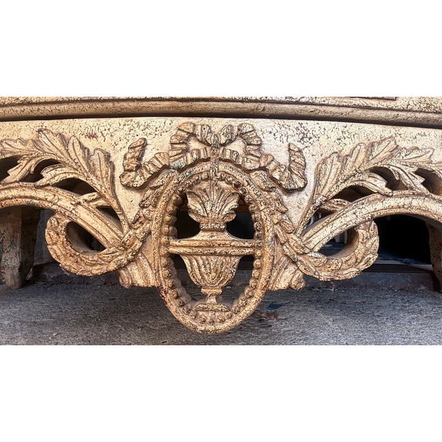 Vintage French Provincial Rococo Style Console Table With Black Top For Sale - Image 12 of 15
