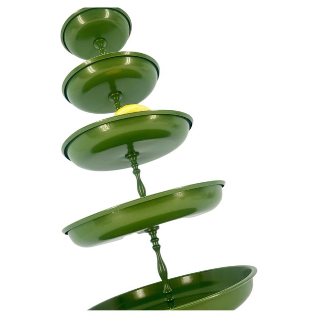 Vintage Mid-Century Modern 5 Tier Green Pedestal Centerpiece Tray Stand For Sale - Image 9 of 12