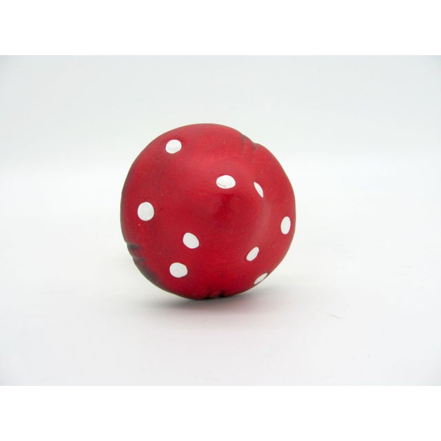 Hand Painted Ceramic Mushroom Red Cap With White Polka Dots For Sale - Image 6 of 6