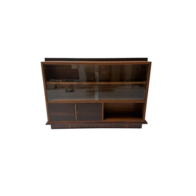 Wood Dutch Art Deco Bookcase in Oak and Macassar Ebony, 1930s For Sale - Image 7 of 11