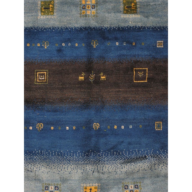 Tribal Vintage Hand-Knotted Persian Gabbeh Rug 6'7" X 7'8" For Sale - Image 3 of 5