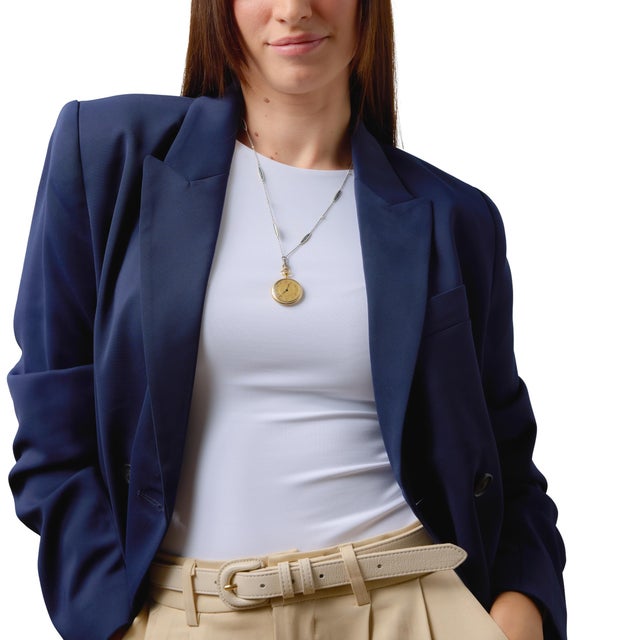 This exquisite Belle Époque pocket watch necklace showcases intricate guilloché enamel work, revealing delicate engine-...