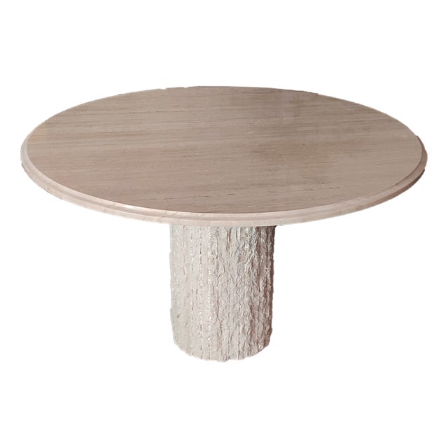 Vintage Balta Dining Table in Italian Travertine and Marble, 1989 For Sale