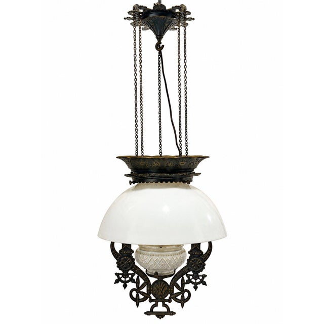 Bradley Habbard ornate vintage hanging pendant light featuring Victorian Gothic Revival and Eastlake-inspired detailing....