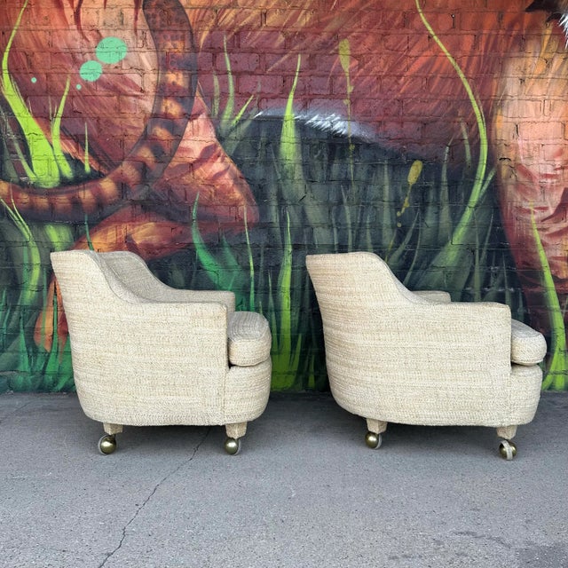 Metal Pair of Edward Wormley for Dunbar Rolling Club Chairs For Sale - Image 7 of 12