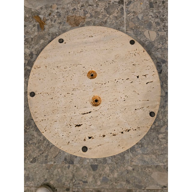 Tan 1980s Vico Magistretti Travertine Side Table by Cattelan Italia For Sale - Image 8 of 11