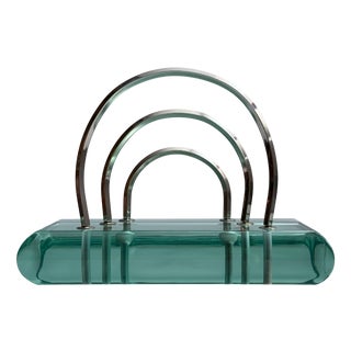 Letter Holder in Crystal Glass and Stainless Steel, Italy, 1960s For Sale