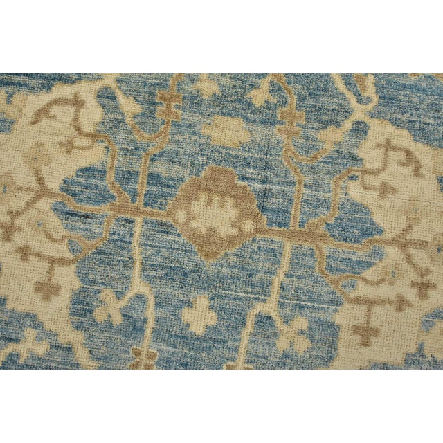 Textile Oushak Rug 5’11” X 8’11” Blue Wool Traditional Hand-Knotted Oriental Carpet For Sale - Image 7 of 14
