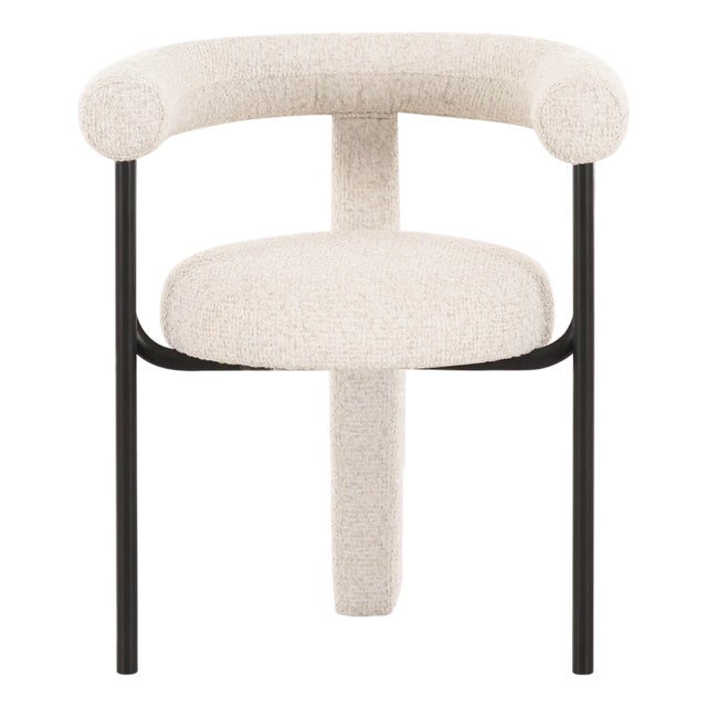 Metal Synn Cream Performance Boucle Dining Chair For Sale - Image 7 of 7