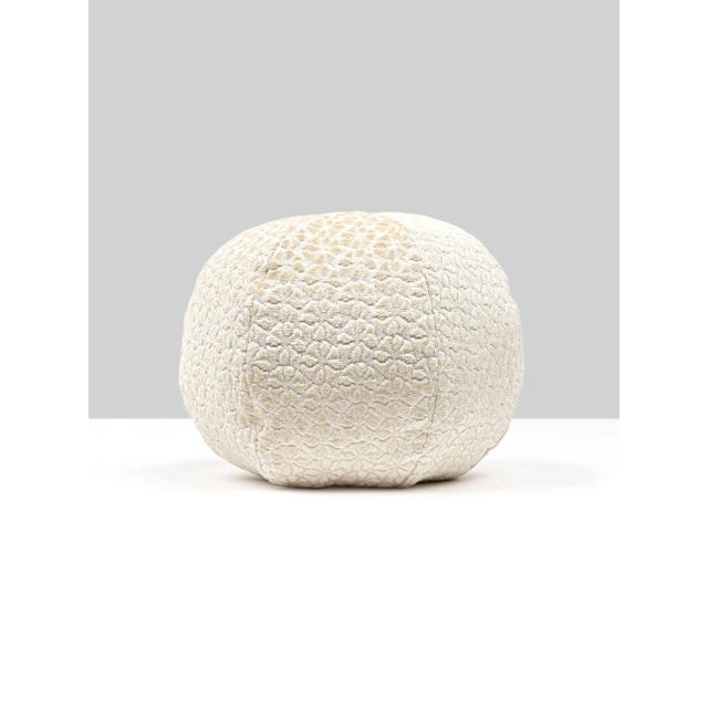 Contemporary The House Of Scalamandré Petal Velvet Circle Pillow In Ivory For Sale - Image 3 of 3