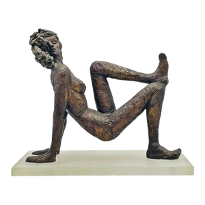 1980s Victor Salmones “By the Sea” Bronze Figurative Sculpture, Latin American Art