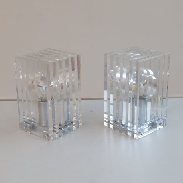 Acrylic Lamps in the style of Sandro Petti for Maison Janson, 1970s, Set of 2 For Sale - Image 9 of 13