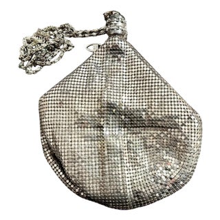 An Amazing 1950s Silver Metal Mesh Italian Evening Bag by Carla Carini For Sale