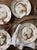 Striking set of six vintage Japanese Dragonware porcelain plates featuring the wonderfully dramatic raised decoration...