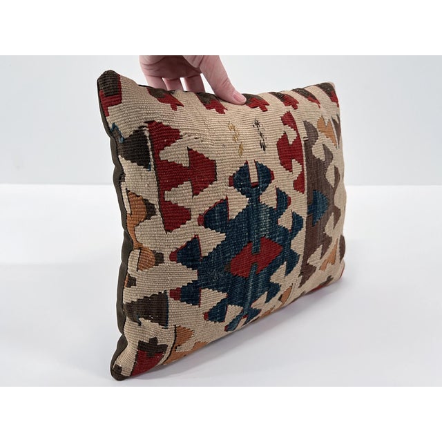 Rug & Kilim Vintage Turkish Kilim Pillow | Handwoven Wool Decorative Cushion | 11 in X 14 In For Sale - Image 4 of 12