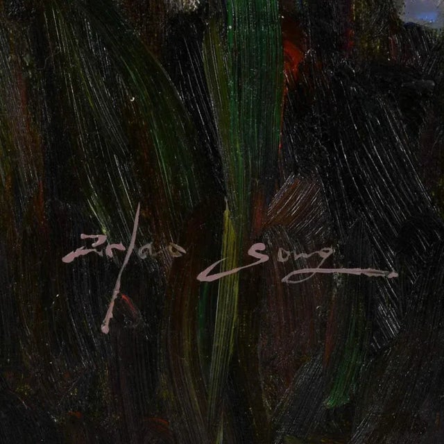 Late 20th Century Late 20th Century Framed Signed Zhao Song the Conservatory Garden Oil on Canvas For Sale - Image 5 of 9