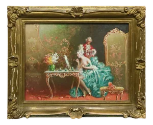 Raffaele Zeloni, Gallant Scene, 1890s, Oil on Panel, Framed