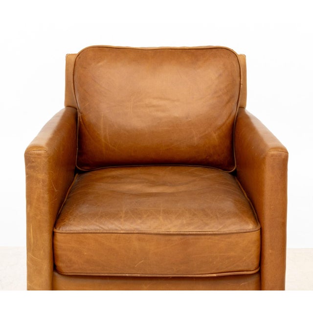 Animal Skin Revelation Tan Leather Club Chairs, Pair For Sale - Image 7 of 10