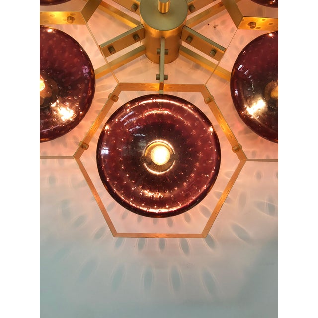 Amethyst 21st Century Hive Satin Brass Amethyst Bubbles Murano Flush Mount by Fabio LTD For Sale - Image 8 of 8