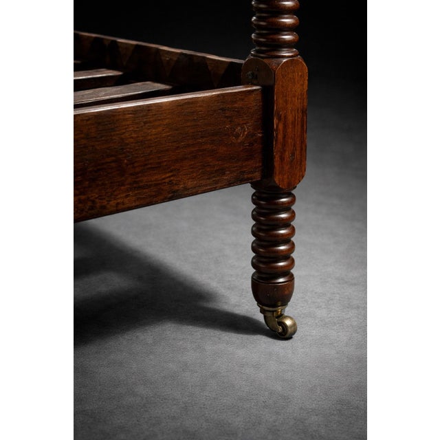 Antique Spool-Turned Twin Bed Frame With Original Casters – Late 19th Century Bobbin Bed, Solid Wood Cottage Americana For Sale In Los Angeles - Image 6 of 8