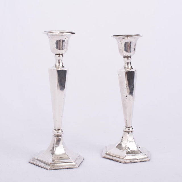 English 1910s Edwardian Sterling Silver Rowing Trophy Candlesticks - a Pair For Sale - Image 3 of 11