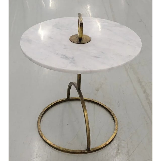 Art Deco Vintage Art Deco Brass and Marble Drinks Side Table For Sale - Image 3 of 7