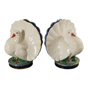 Pair of Minton Majolica Dove Flower Holders