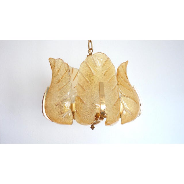 Scandinavian Brass Ice Glass Five-Light Chandelier from Carl Fagerlund, 1960s, in Very Good conditions. Designed 1960 to...
