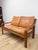 MCM Danish Modern Cognac Color Two Seat Couch Curved Bench Sculptural Seating For Sale - Image 11 of 14