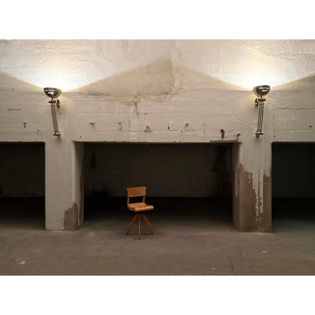 Large Art Deco Style Custom-Made Partially Chrome-Plated Wall Lamps in Brass, France, 1950s, Set of 2, in Very Good...