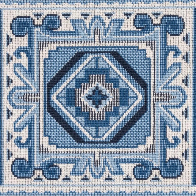 Contemporary Schumacher Crowley Epingle Fabric in Blue For Sale - Image 3 of 5