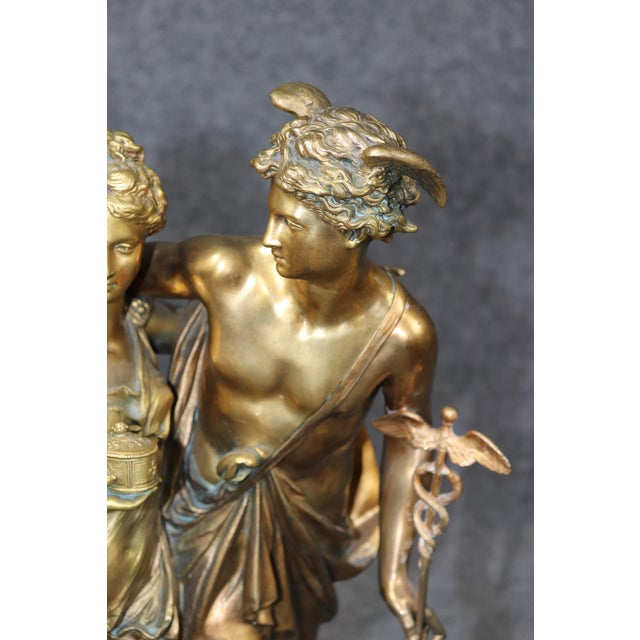 Signed Jean- Louis Gregoire Neoclassical Bronze Statue of Mercury & Pandora For Sale - Image 4 of 13