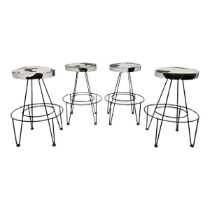Circa 1950s Swivel Bar Stools Attributed to Frederic Weinberg- Set of 4