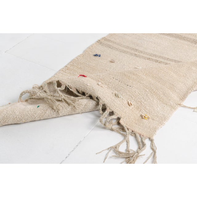 Vintage Off White Hemp Kilim Runner For Sale - Image 4 of 10
