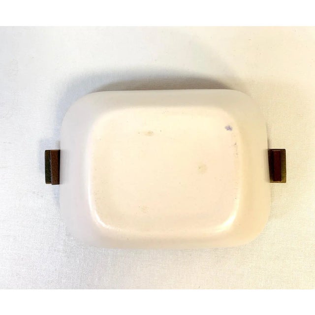 Brown 1950s Scandinavian Handmade Ceramic Dish With Wooden Handle For Sale - Image 8 of 9