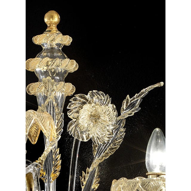 Italian Murano Glass Ca’ Rezzonico – Handcrafted Gold Floral Motif Design For Sale - Image 6 of 8