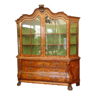 Antique 18th Century Walnut Marquetry Glazed Bookcase, 1730 For Sale