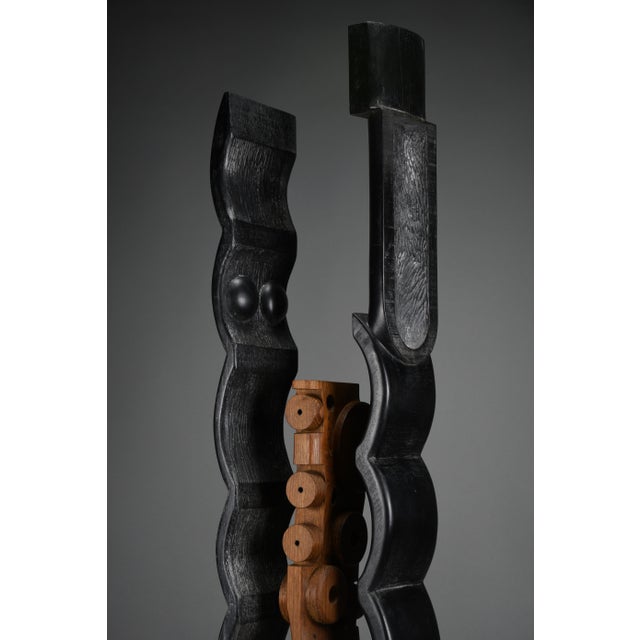 Alberto Cabiddu, Fratelli (Brothers) — Ebonized Wood Totemic Sculpture, 1998, Oak and Wood For Sale - Image 4 of 17