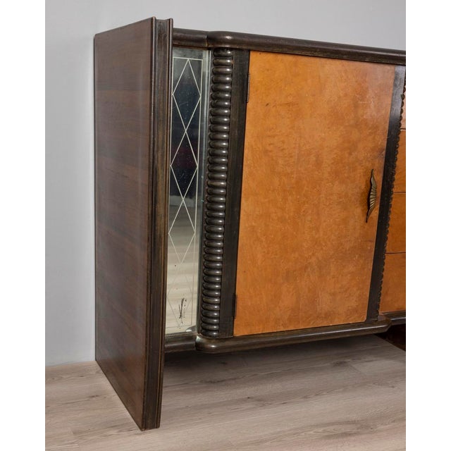 Vintage Art Deco Italian Sideboard in Wood and Glass For Sale - Image 3 of 13