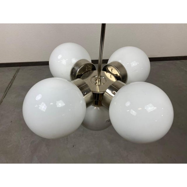 Metal Vintage Sputnik Chandelier attributed to Napako, 1970s For Sale - Image 7 of 10