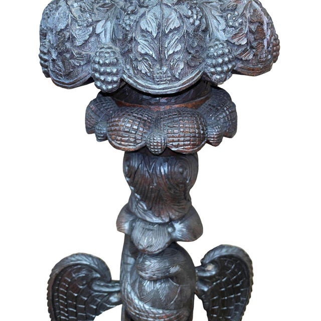 19th Century Anglo Indian Carved Bird & Serpent Wooden Blackwood Plant Stand For Sale In Los Angeles - Image 6 of 10